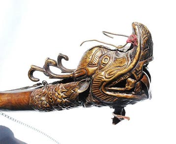 Tempeltrumpet, draakentrompet, koper versierd, 52 cm, Tibet
