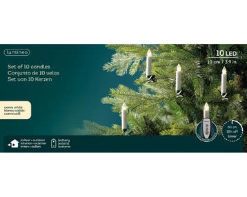 Led boomkaarsjes warm wit op batterij – 10 stuks met timer, Ophalen of Verzenden, Nieuw