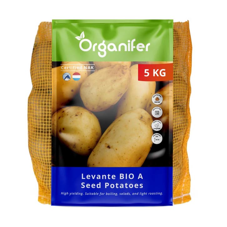 Biologische Pootaardappelen Levante A 28/35 (5 kg), Tuin en Terras, Bloembollen en Zaden, Gehele jaar, Volle zon, Verzenden