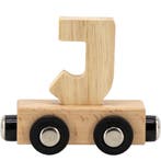 Houten lettertrein in naturel hout – losse letter J om de., Ophalen of Verzenden, Nieuw