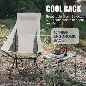 Westtune Lichtgewicht Aluminium Campingstoel met Hoofdsteun, Verzenden, Nieuw