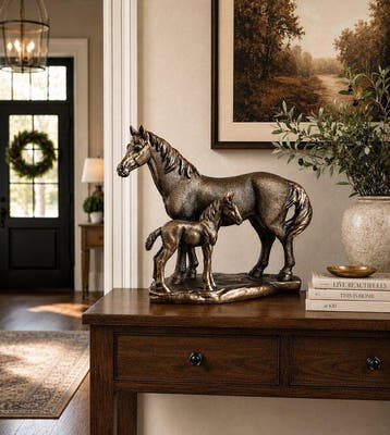 sculptuur, Majestic Mare & Foal Bronze Effect Sculpture