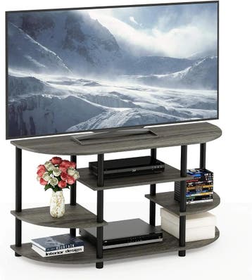 Furinno Jaya hoek-tv-meubel tot 46 inch Franse eik/zwart, Verzenden, Nieuw