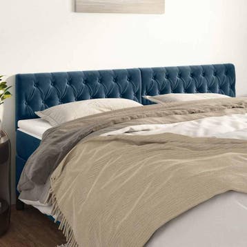 vidaXL Hoofdborden 180x7x78/88 cm fluweel donkerblauw, Verzenden, Nieuw, Blauw, Stof