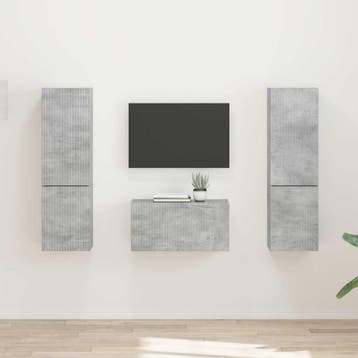 vidaXL Tv-meubelset 5 st Beton Grijs Bewerkt hout, Minder dan 50 cm, Verzenden, Nieuw, Minder dan 100 cm