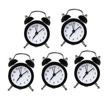 Set van 5 kleine wekkertjes, zwart (op batterij), Ophalen of Verzenden, Nieuw