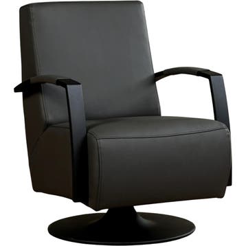 Grijze leren draaifauteuil, Ophalen of Verzenden, Nieuw, Leer