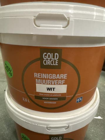 Gold circle reinigbare muurverf - WIT - 2,5 liter, Wit, Nieuw, Ophalen of Verzenden, Verf