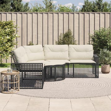 vidaXL Tuinbank met kussens en voetensteun L-vormig poly, Verzenden, Nieuw