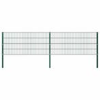 vidaXL Schuttingpaneel met palen ijzer 349x80 cm groen, Verzenden, Nieuw, IJzer, Minder dan 1 meter