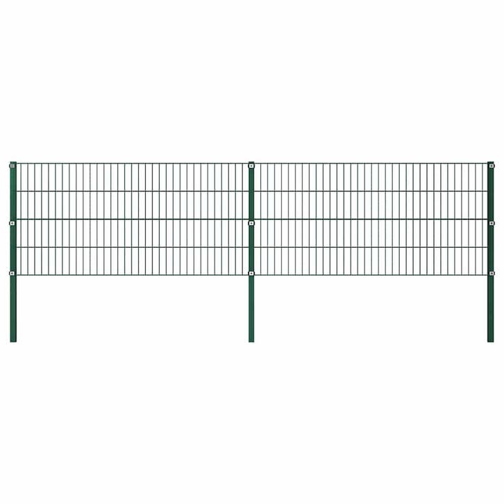 vidaXL Schuttingpaneel met palen ijzer 349x80 cm groen, Tuin en Terras, Schuttingen, Nieuw, IJzer, Minder dan 1 meter, Verzenden