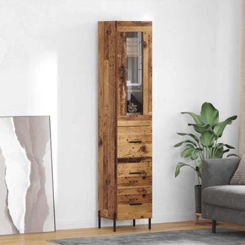 vidaXL Highboard Oud Hout 34,5 x 34 x 180 cm Bewerkt hout, Minder dan 50 cm, Verzenden, Nieuw, Minder dan 100 cm