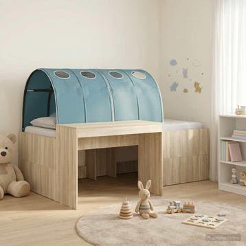 vidaXL Bed met Tunnel 3 st Sonoma eiken en lichtblauw, Verzenden, Nieuw, Bruin, Hout