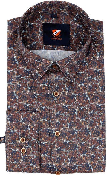 Suitable Overhemd Van Gogh Bruin maat 42 Heren, Verzenden, Nieuw, Bruin, Suitable