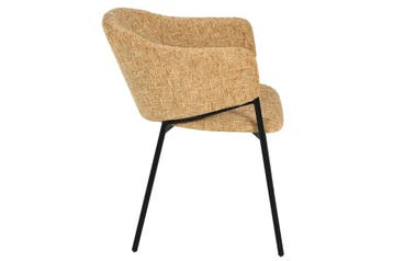 Design Stoel NOBLESSE Mosterdgeel Chenille Zwart Metalen, Ophalen of Verzenden, Nieuw