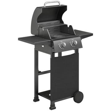 Gasgrill 5,4 KW 2 Branders Stalen BBQ Grillwagen Inclusief I, Verzenden
