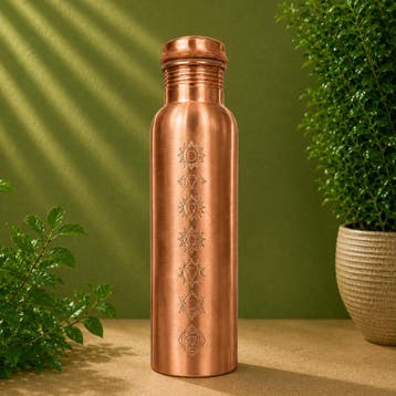 Puur koperen waterfles 7 Chakras – mat geborsteld – 1, Ophalen of Verzenden, Nieuw