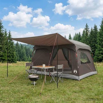 vidaXL Gezinstent met dak Bruin Grijs 320 x 210 x 180 cm, Verzenden, Nieuw, Tot en met 2