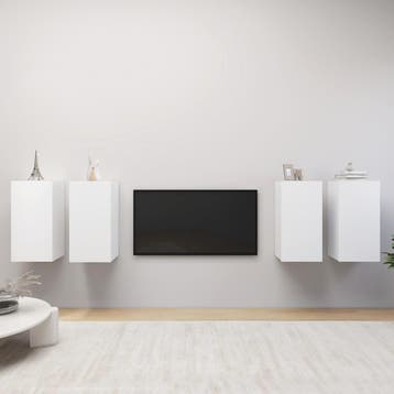 vidaXL Tv-meubelen 4 st 30,5x30x60 cm bewerkt hout wit, Huis en Inrichting, Kasten | Televisiemeubels, Minder dan 50 cm, Verzenden