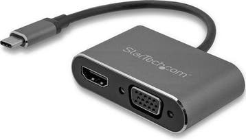 StarTech USB-C naar VGA en HDMI adapter 2-in-1 4K 30Hz space, Ophalen of Verzenden, Refurbished, StarTech