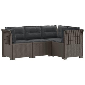 vidaXL 4-Zits Tuin Sofa met Kussens Rattan Look PP, Verzenden, Nieuw