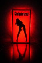 Amsterdam Red Light District Striptease licht reclame -