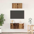 vidaXL Tv-meubelset Wandgemonteerd 2 pcs Oud Hout Bewerkt, Huis en Inrichting, Kasten | Televisiemeubels, Minder dan 50 cm, Verzenden