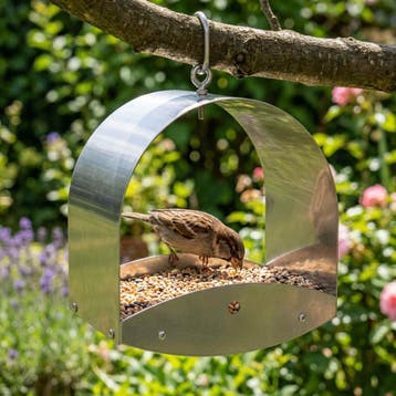 vidaXL Hangend vogelvoederhuisje Gegalvaniseerd staal zilver, Verzenden, Nieuw