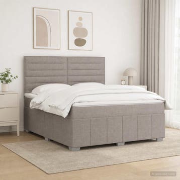 vidaXL Boxspringbed met matras met hoofdeinde Taupe 180 x, Verzenden, Nieuw, Tweepersoons