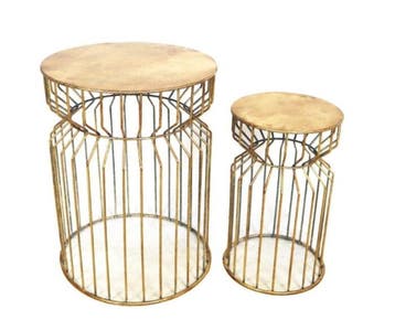 Bijzettafel set Birdcage 38x50 cm - Goud | Meubelplaats, Ophalen of Verzenden, Nieuw
