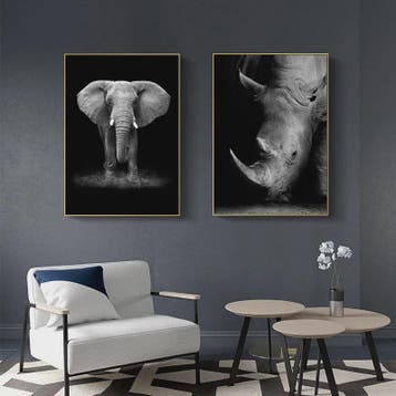 Moderne Canvas Schilderijen met Dieren: Leeuw, Olifant, Zebr