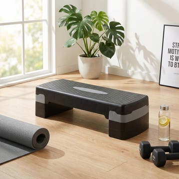 Aerobic Step Zwart Grijs | Thuisgebruik | Beste Prijs, Kunststof, Rug, Stepapparaat, Nieuw