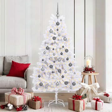 vidaXL Kunstkerstboom 180 cm PVC en staal Wit, Diversen, Verzenden, Nieuw
