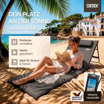 Strandmat Antraciet 158x56x46cm gestoffeerd (Tafels-Stoelen), Verzenden, Nieuw