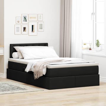 vidaXL Opslag bed met matras Zwart 120 x 200 cm fluweel, Verzenden, Nieuw, Twijfelaar, Zwart