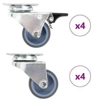 vidaXL 8 st Zwenkwielen dubbel 50 mm, Verzenden
