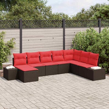 vidaXL Tuin Sofa Set 8 st Bruin poly rattan, Tuin en Terras, Verzenden, Nieuw, Rotan, 8 zitplaatsen