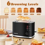 Broodrooster - Toaster - 2 sleuven - 800W - Zwart, Witgoed en Apparatuur, Broodroosters, Verzenden, Zo goed als nieuw