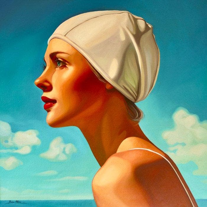Biatturi Irina - Baigneuse au Bonnet Blanc, Antiek en Kunst, Kunst | Designobjecten
