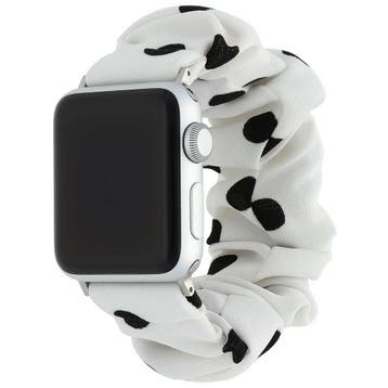 Apple Watch bandje Savara - scrunchie - nylon - wit met, Verzenden, Nieuw