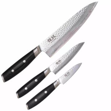 Yaxell Tsuchimon Messenset – 3-delig – Koksmes 20 cm, Un, Ophalen of Verzenden, Nieuw, Overige materialen
