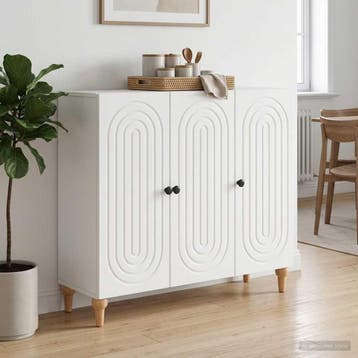 vidaXL Dressoir Wit 89 x 34,5 x 80 cm Bewerkt hout, Huis en Inrichting, Kasten | Dressoirs, Verzenden, Nieuw, Overige houtsoorten