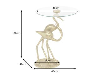 Ronde bijzettafel WILDLIFE CRANE 55cm goud glazen kraan, Ophalen of Verzenden, Nieuw