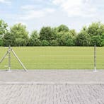 vidaXL Hek met Paal Zilver 0,6 x 10 m Staal, Verzenden, Nieuw, IJzer