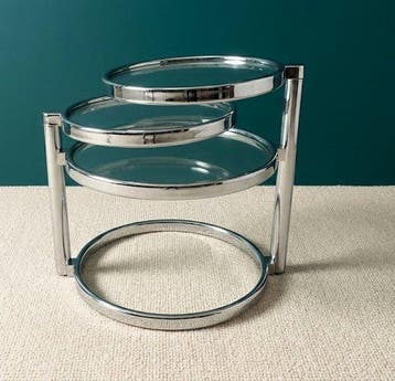 Tafel - Chroom, Glas - Pivoterend basontwerp