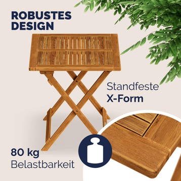 Bijzettafel Acaciahout 70x70x73cm Inklapbaar (Tafels), Verzenden, Nieuw