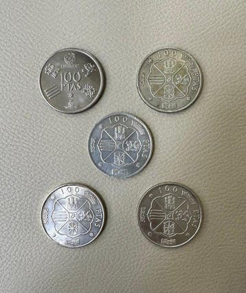 Spanje. 100 Pesetas 1966 - 1980 (5 monete) (Zonder