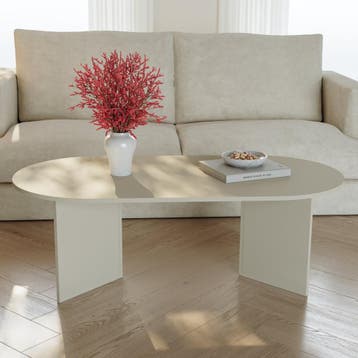Salontafel Kynd ovaal 119x60x40 cm havermout [en.casa], Verzenden, Nieuw