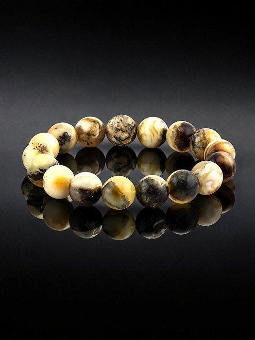 Barnsteen - Baltic Amber Marble Bead Bracelet – Creamy, Antiek en Kunst, Curiosa en Brocante