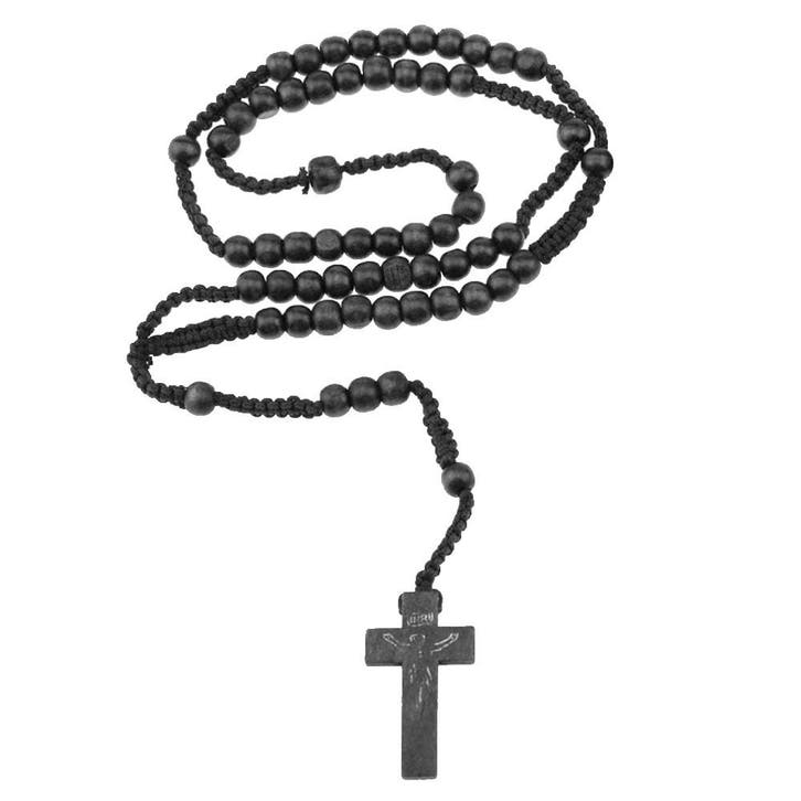 Fako Bijoux - Ketting - Rozenkrans - Hout - Zwart, Sieraden, Tassen en Uiterlijk, Kettingen, Verzenden